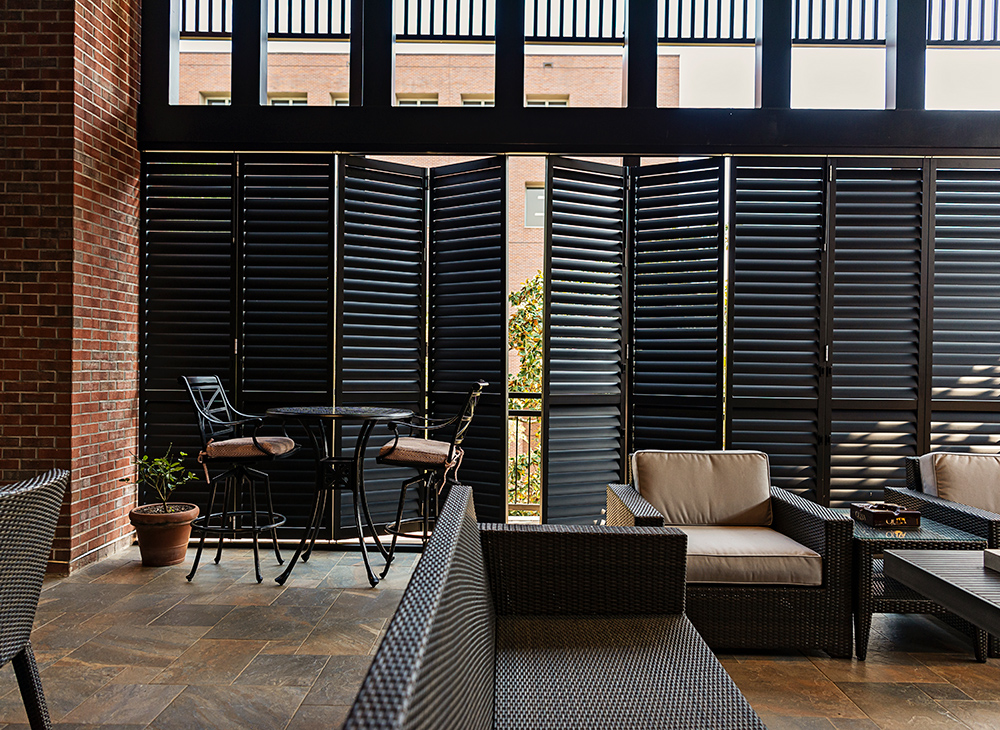 Commercial Plantation shutters sliding glass doors