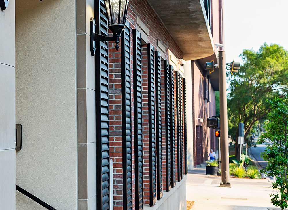 Commercial Plantation shutters sliding glass doors