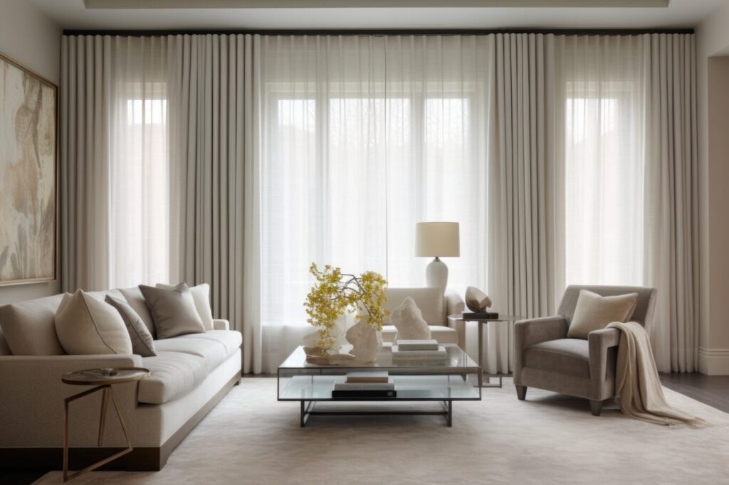 gallery floor-to-ceiling curtains in neutral tones
