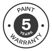 Gallery 5-year paint warranty circular emblem with bold number 5 in center